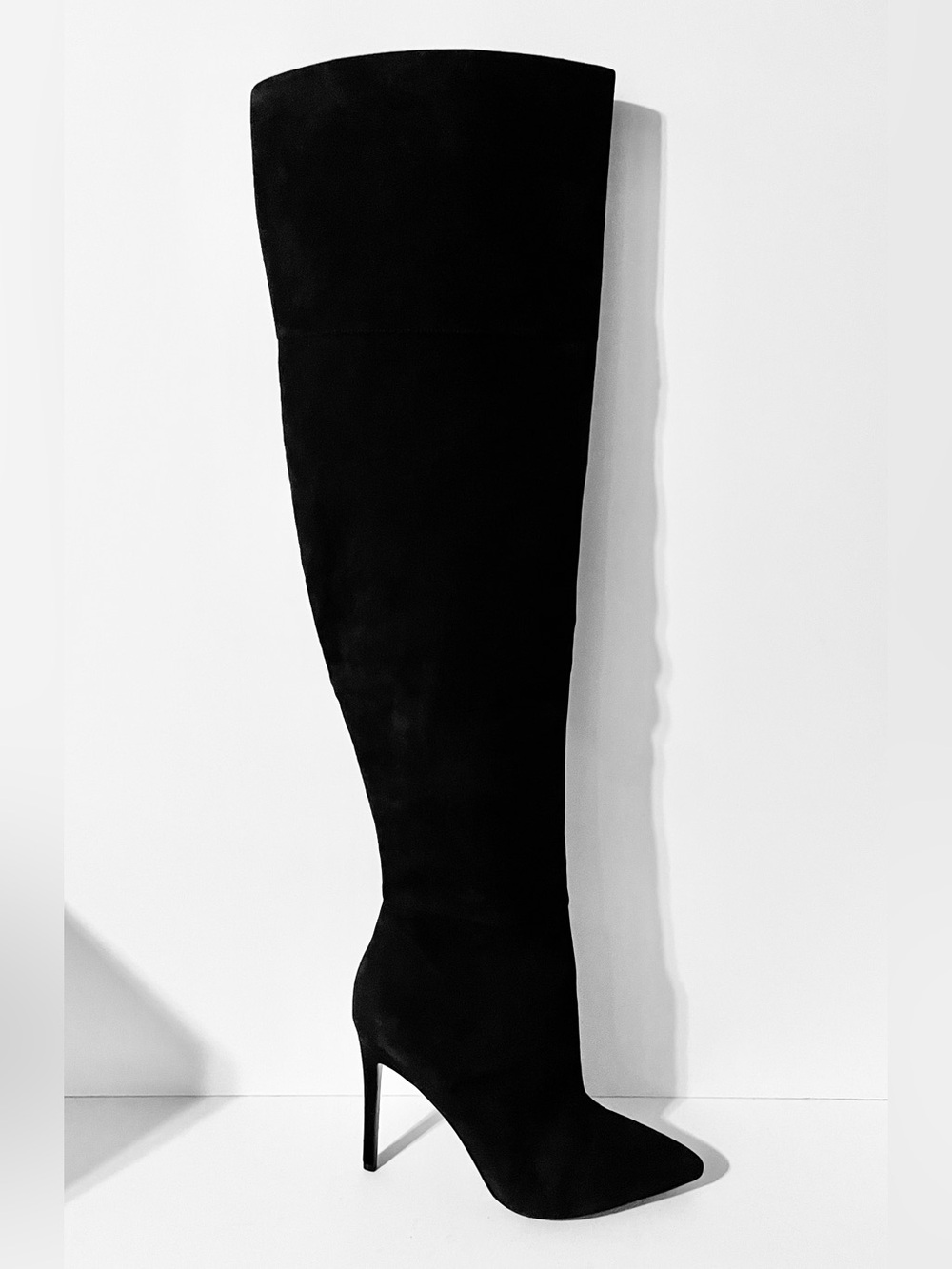 ALDO Leather/Suede Black Tall Over-the-Knee Stiletto Boots - Picture 2 of 14